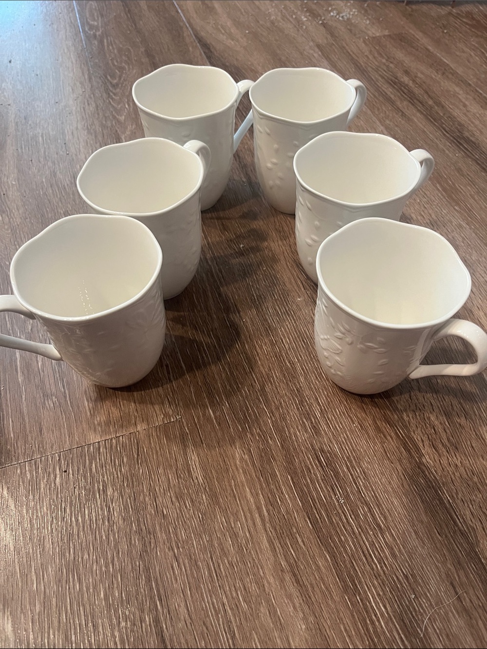 Lenox Butterfly Meadow Cloud Elegant White Embossed Mug Set - 6-Pack